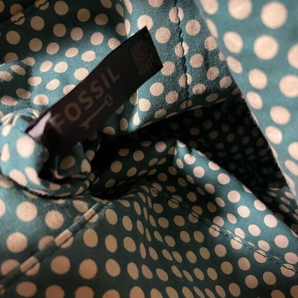 Fossil Key-Per Orange Blossom coated canvas shoulder/crossbody tan leather trim - Picture 7 of 14